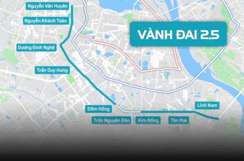 bản đồ đường vành đai 2.5 hà nội