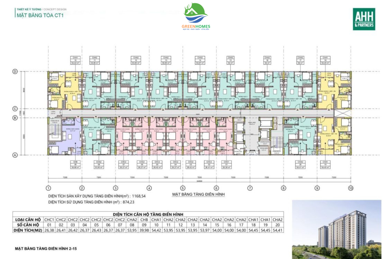 Mặt bằng chung cư HANDICO Riverside tòa CT1