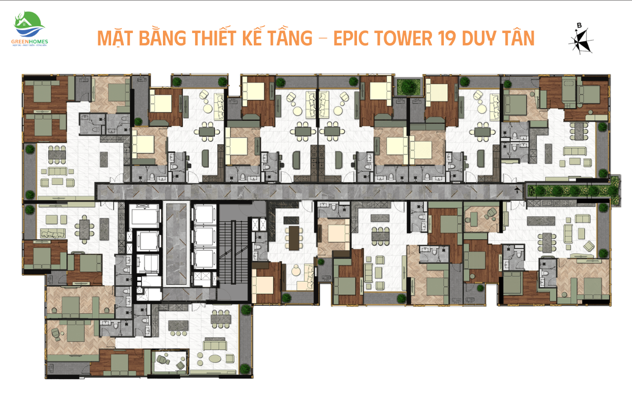 Mặt bằng thiết kế tầng điển hình Epic Tower 19 Duy Tân