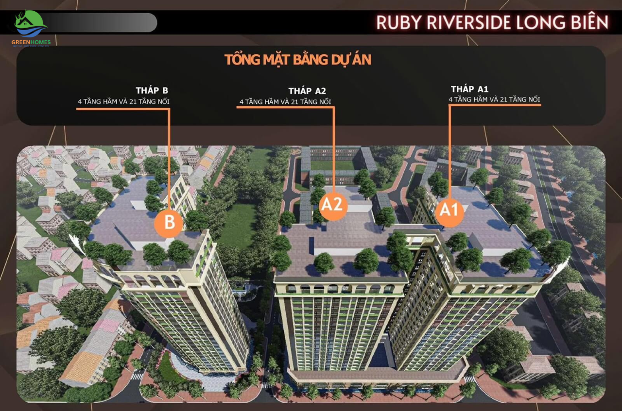 Mặt bằng dự án Ruby Riverside Phúc Đồng Long Biên