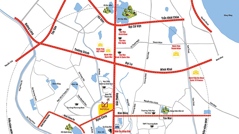 Vị trí chung cư The Queen 360 Giải Phóng