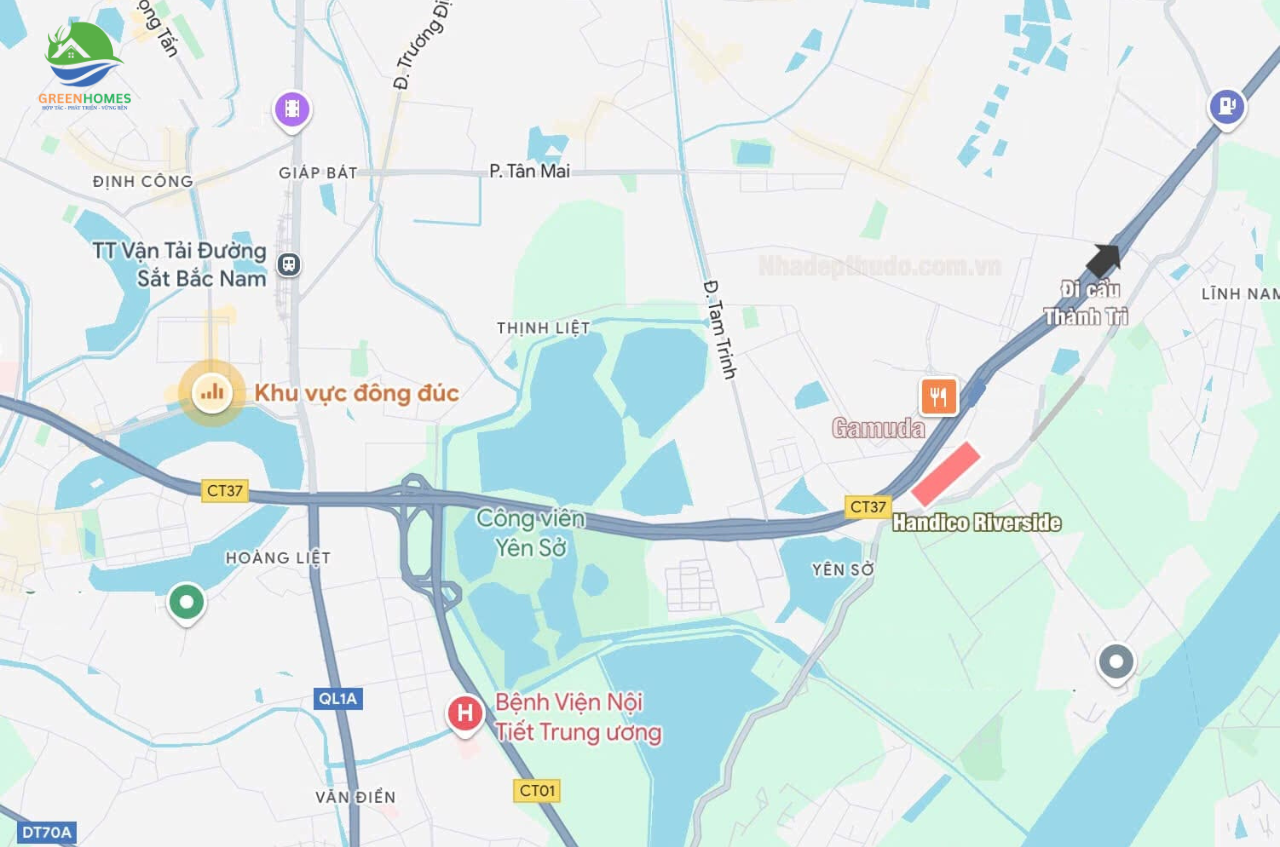 Vị trí dự án Nhà ở xã hội HANDICO Riverside Hoàng Mai