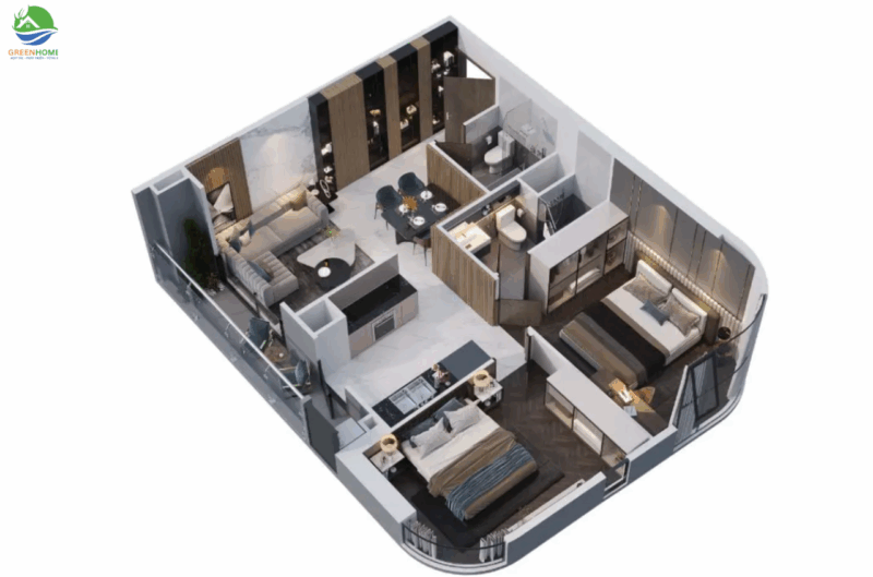 Layout căn hộ Taseco Trung Văn