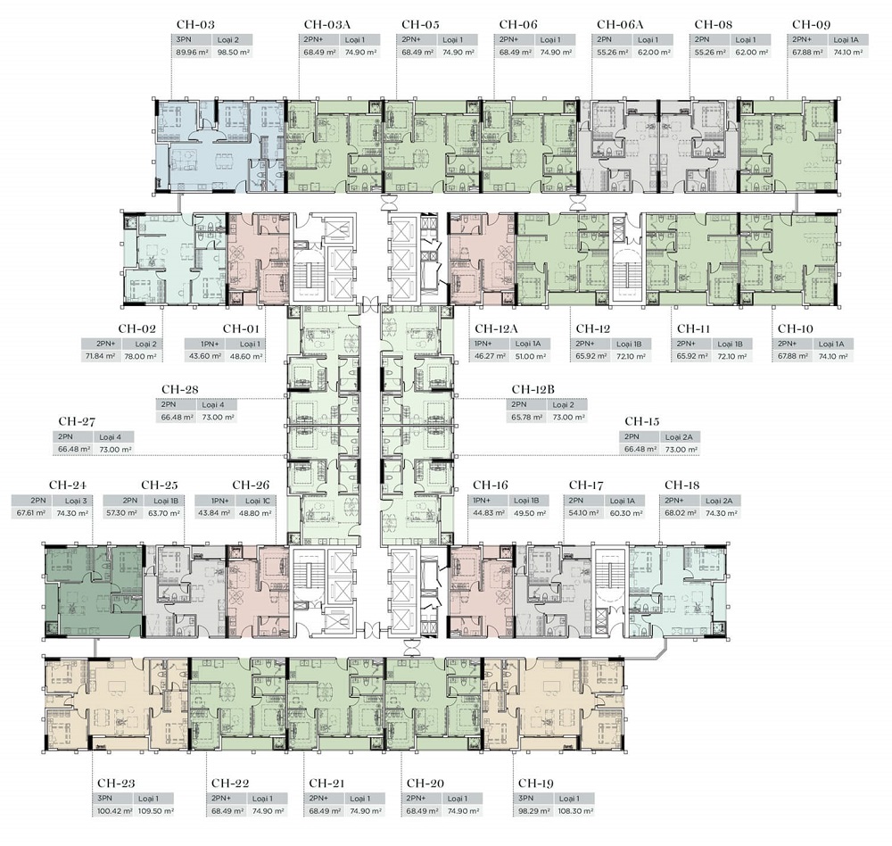 Mặt bằng điển hình chung cư Galia Hoàng Mai Hanoi