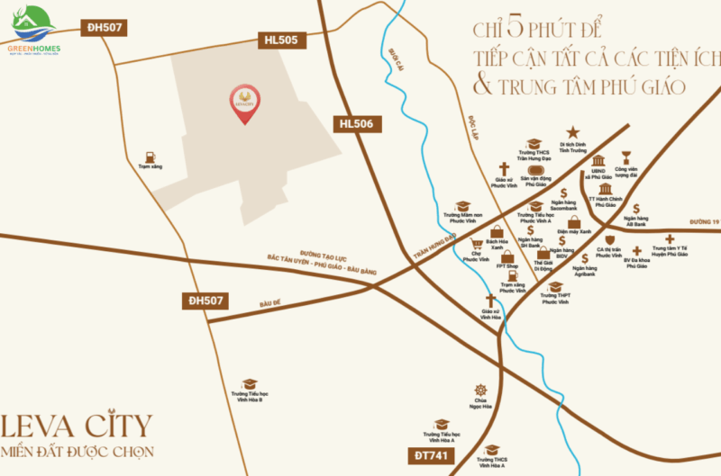 Vị trí dự án Leva City Phú Giáo